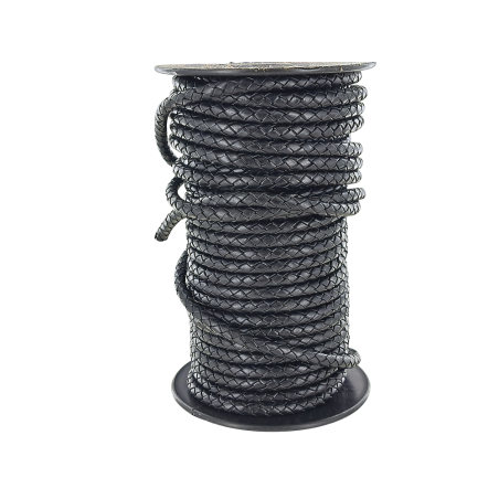 lacet plat tressé rond - 6mm - bijoux - maroquinerie - cuir en stock