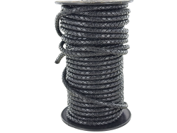 lacet plat tressé rond - 6mm - bijoux - maroquinerie - cuir en stock