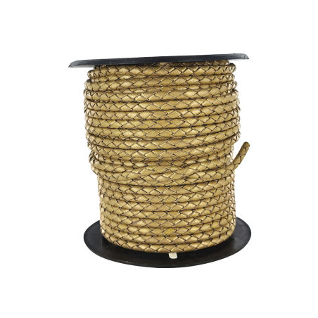Lacet plat tressé rond - 4 mm - Or blanc - Maroquinerie - Bijoux