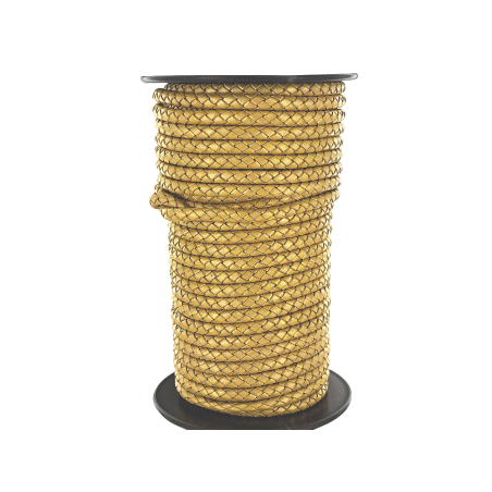 lacet plat tressé rond - 6mm - bijoux - maroquinerie - cuir en stock
