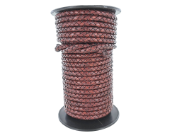 lacet plat tressé rond - 6mm - bijoux - maroquinerie - cuir en stock
