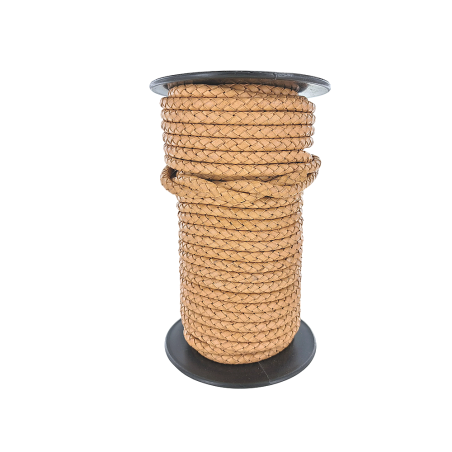 lacet plat tressé rond - 6mm - bijoux - maroquinerie - cuir en stock