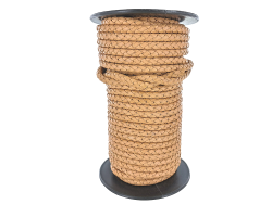 lacet plat tressé rond - 6mm - bijoux - maroquinerie - cuir en stock