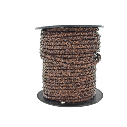 lacet rond tressé - 4mm - bijoux - maroquinerie - cuir en stock