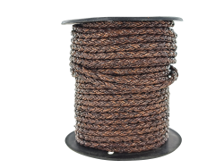 lacet rond tressé - 4mm - bijoux - maroquinerie - cuir en stock