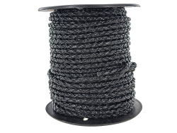lacet rond tressé - 4mm - bijoux - maroquinerie - cuir en stock