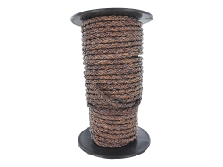 lacet rond tressé - 6mm - bijoux - maroquinerie - cuir en stock