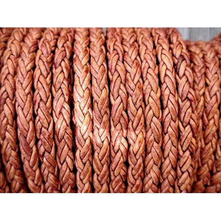 Lacet rond tressé - 6 mm - Brun rouge - Accessoires - Cuirenstock