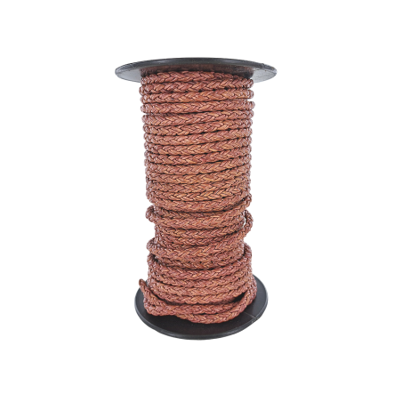 lacet rond tressé - 6mm - bijoux - maroquinerie - cuir en stock