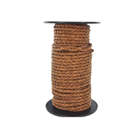 lacet rond tressé - 6mm - bijoux - maroquinerie - cuir en stock