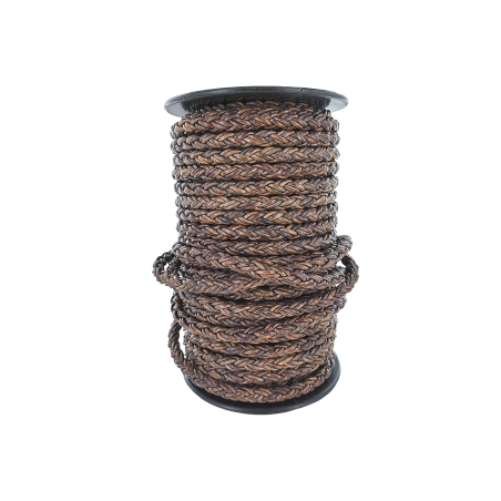 lacet rond tressé - 8mm - bijoux - maroquinerie - cuir en stock