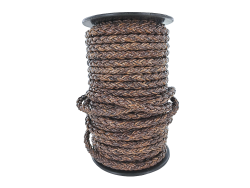 lacet rond tressé - 8mm - bijoux - maroquinerie - cuir en stock