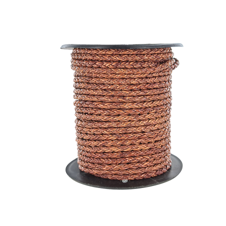 lacet rond tressé - 8mm - bijoux - maroquinerie - cuir en stock