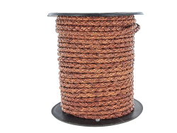 lacet rond tressé - 8mm - bijoux - maroquinerie - cuir en stock