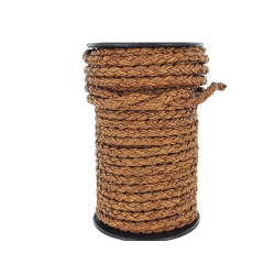 lacet rond tressé - 8mm - bijoux - maroquinerie - cuir en stock