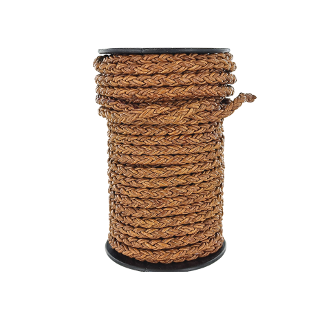 lacet rond tressé - 8mm - bijoux - maroquinerie - cuir en stock