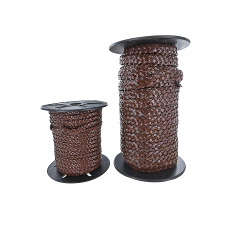Lacet plat tressé - 5mm - Chocolat - Bijoux - Décoration - Cuirenstock
