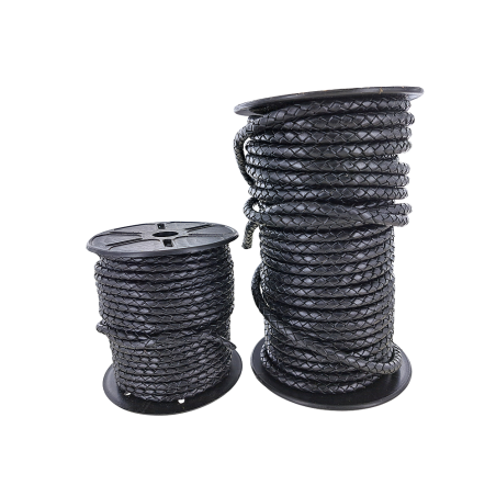 Lacet plat tressé rond - 4 mm - Noir - Maroquinerie - Bijoux