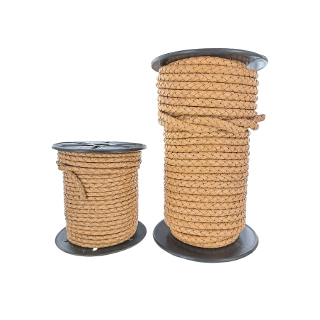 Lacet plat tressé rond - 4 mm - Naturel - Maroquinerie - Bijoux