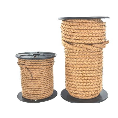 Lacet plat tressé rond - 6 mm - Naturel - Bijoux - Cuirenstock