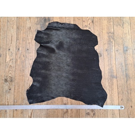 Peau de cuir de chèvre - épi - noir - Cuir en stock