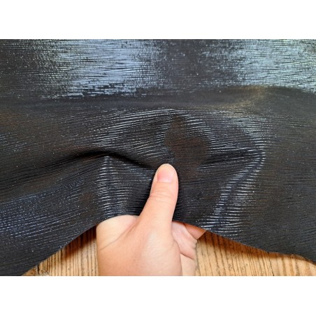 Peau de cuir de chèvre - épi - noir - Cuir en Stock