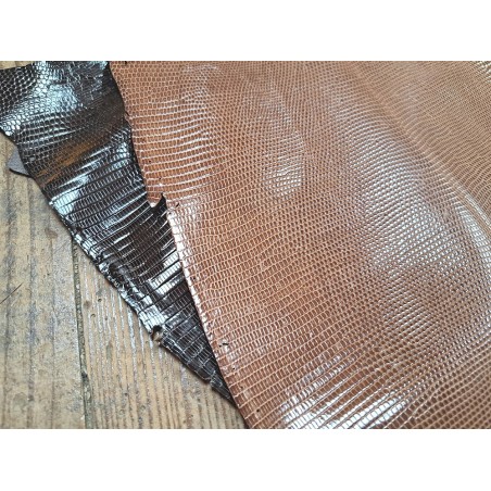 Lot de 2 peaux de cuir de lézard - B - Cuirenstock