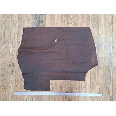 Morceau de cuir gras de vachette pullup  - Marron -A- Cuir en Stock