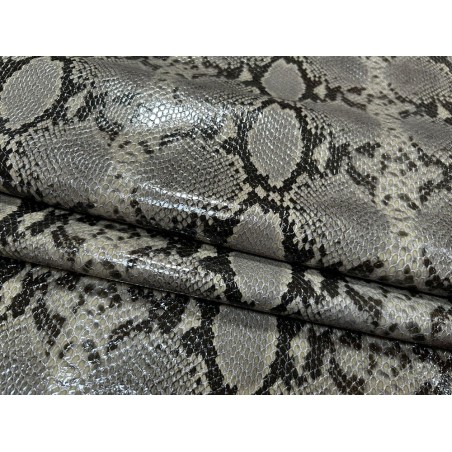 Peau de cuir de veau grain cobra - Taupe - Cuir en Stock