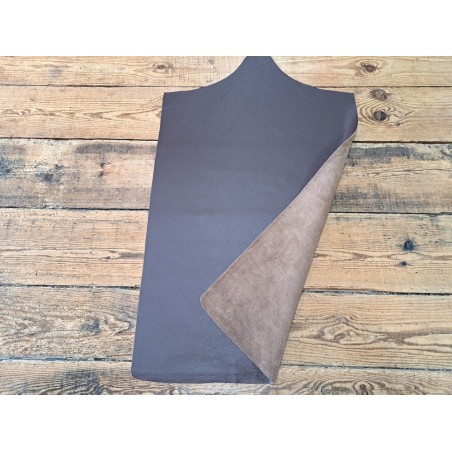 Morceau unique 82x59 - N°12 - Petits grains - Café - Cuir en Stock