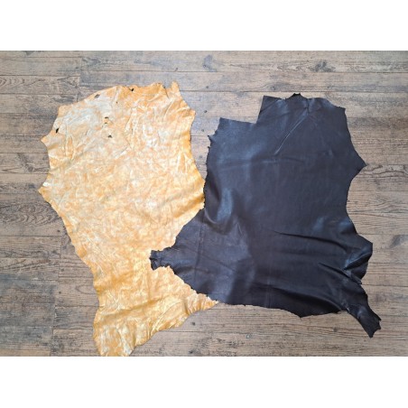 Lot de 2 peaux - Cuir de chèvre et d'agneau unique - Bonne affaire