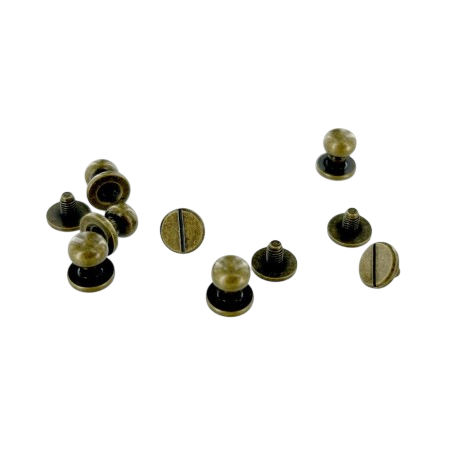 Lot de 5 boutons de col finition BRONZE - Standard - Cuir en Stock