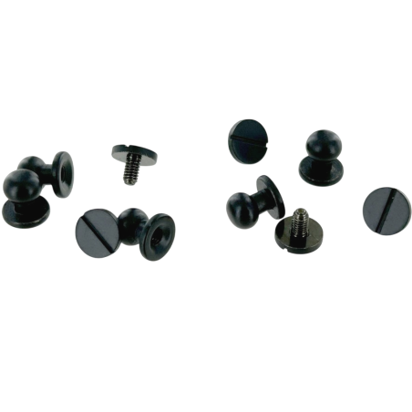 Lot de 5 boutons de col finition NOIR - Standard - Cuir en Stock