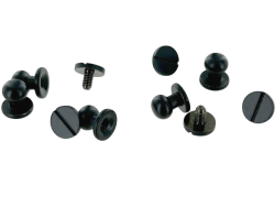 Lot de 5 boutons de col finition NOIR - Large - Cuir en stock