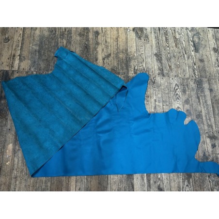 demi peau - vache - bleu paon - maroquinerie - cuir en stock