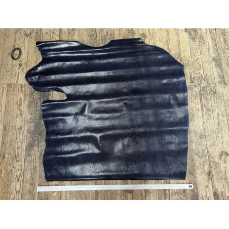 Demi peau de cuir de vachette grain façon serpent - bleu - maroquinerie - Cuirenstock