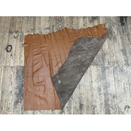 Demi-peau de cuir de vache gros grains - brun automnal - maroquinerie - cuirenstock