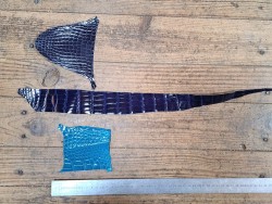 Lot de 3 morceaux de cuir de crocodile véritable - Bleu