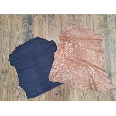 Lot de 2 peaux de cuir d'agneau et de chèvre  - Bonnes affaires