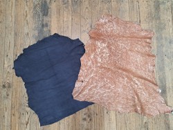 Lot de 2 peaux de cuir d'agneau et de chèvre  - Bonnes affaires