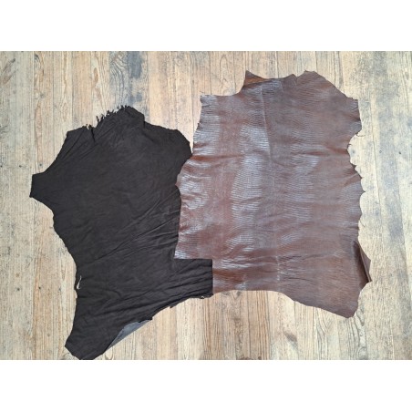 Lot de 2 peaux de Cuir de chèvre et d'agneau - Cuir en Stock
