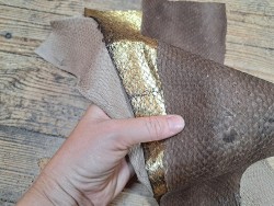 3 peaux uniques - Saumon - A - Cuir en Stock