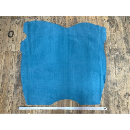 Peau de veau velours grain osier - BLEU ORAGE - cuir en stock