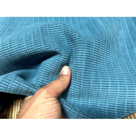 Peau de veau velours grain osier - BLEU ORAGE - cuir en stock