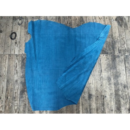 Peau de veau velours grain osier - BLEU ORAGE - cuir en stock