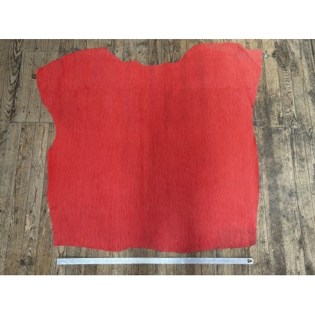 Peau de veau velours grain bambou - ROUGE CORAIL - Cuir en Stock