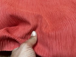 Peau de veau velours grain bambou - ROUGE CORAIL - Cuir en Stock