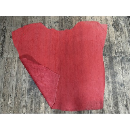 Peau de veau velours grain bambou - ROUGE CORAIL - Cuir en Stock