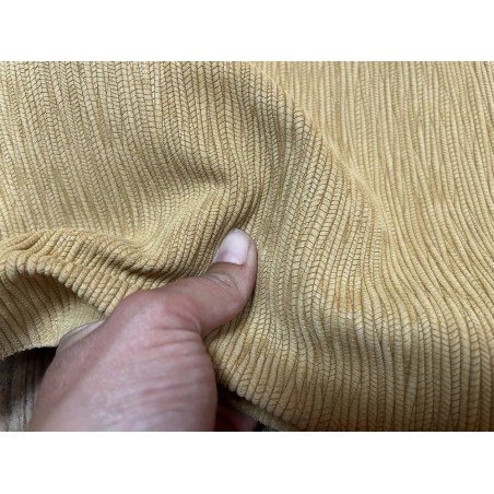 Peau de veau velours grain bambou - JAUNE OCRE - Cuir en Stock