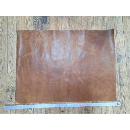 Morceau de cuir de vachette pullup ciré - Brun - C